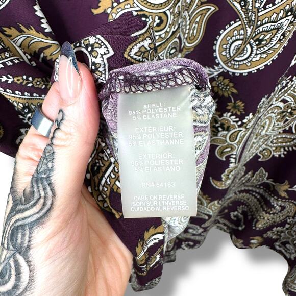 Tommy Hilfiger NWOT Plum Purple Paisley Print Pullover Long Sleeve Midi Dress - Picture 7 of 7